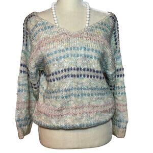 Junior Connection Pastel Striped Knit Pullover Sweater Size: Medium